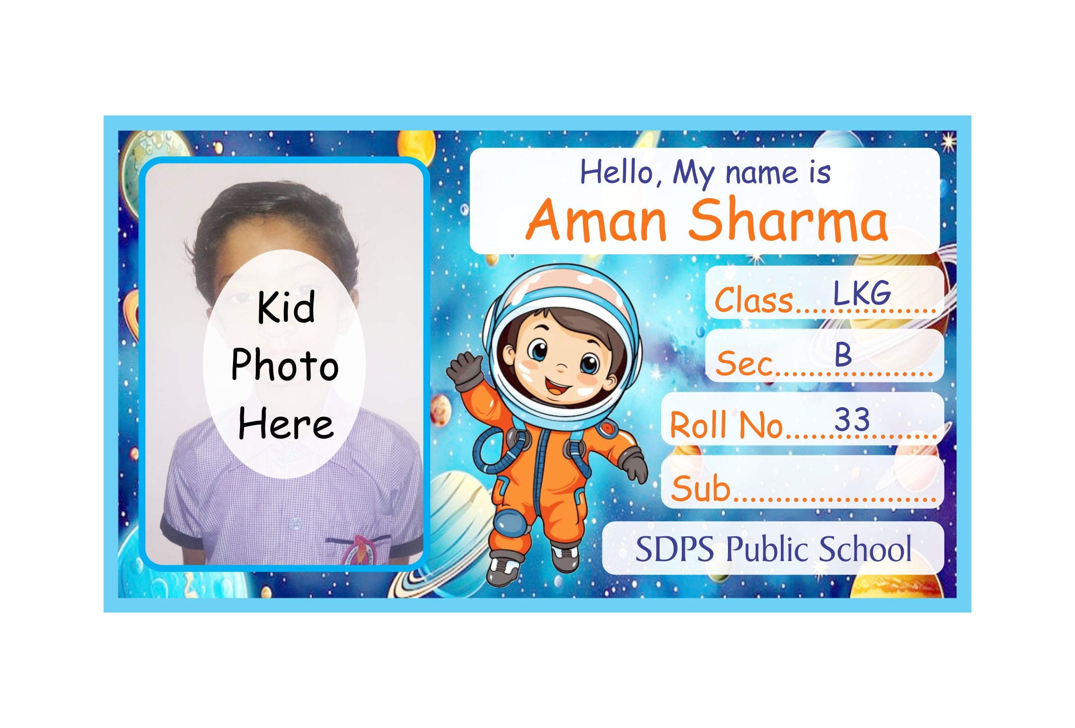 Photo Name Slip Astronaut Theme
