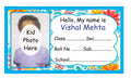 Photo Name Slip Blue Floral Theme