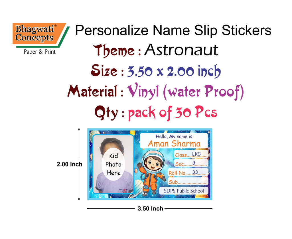 Photo Name Slip Astronaut Theme