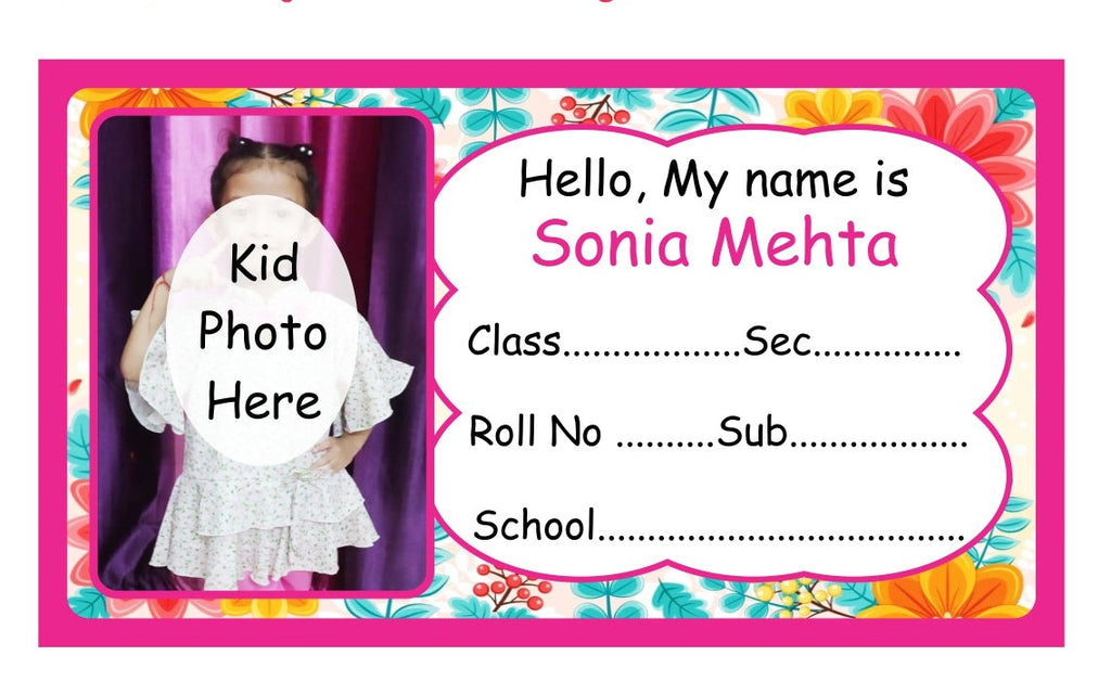 Photo Name Slip Pink Floral Theme