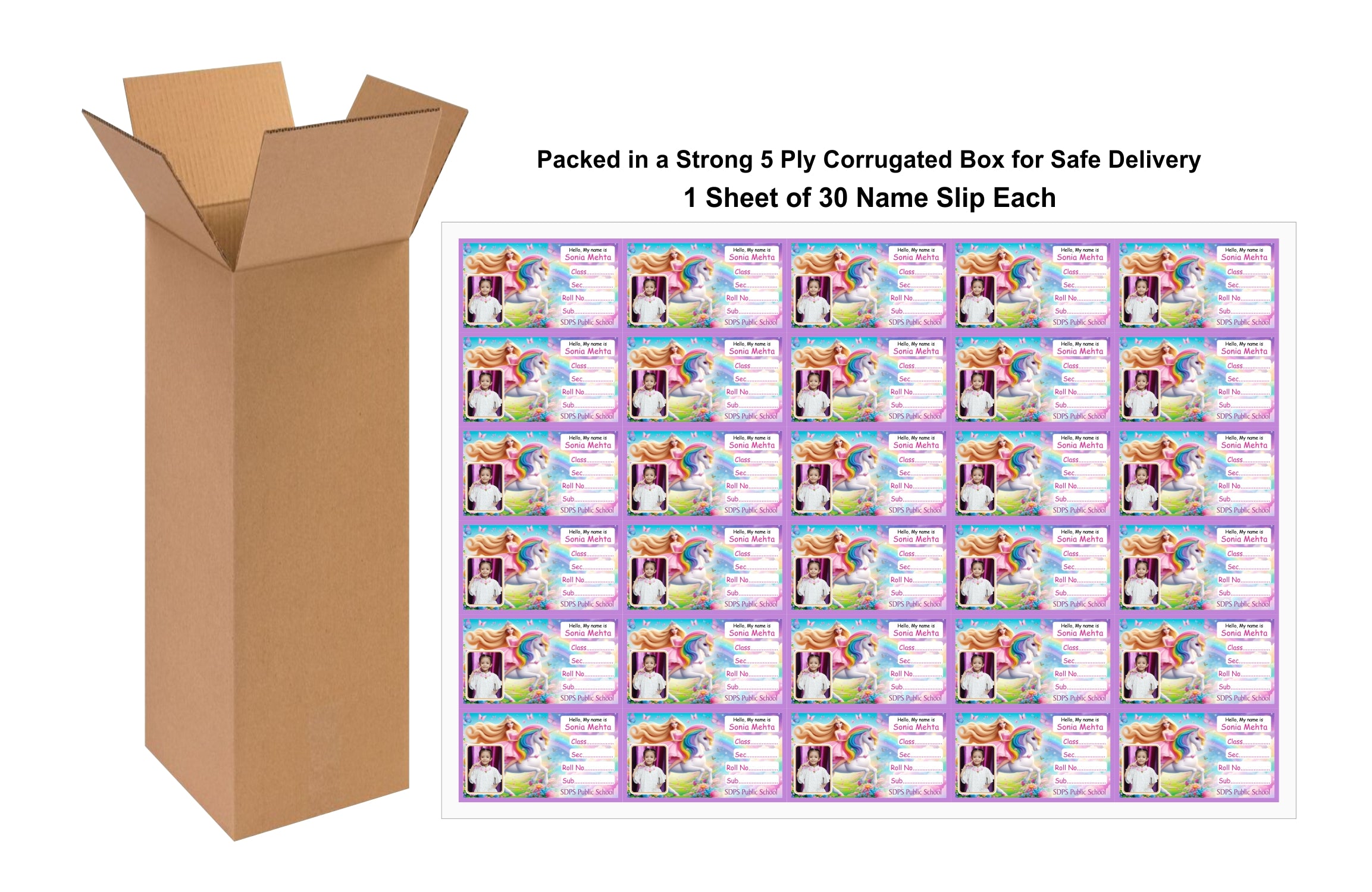 Photo Name Slip Unicorn Princess Theme