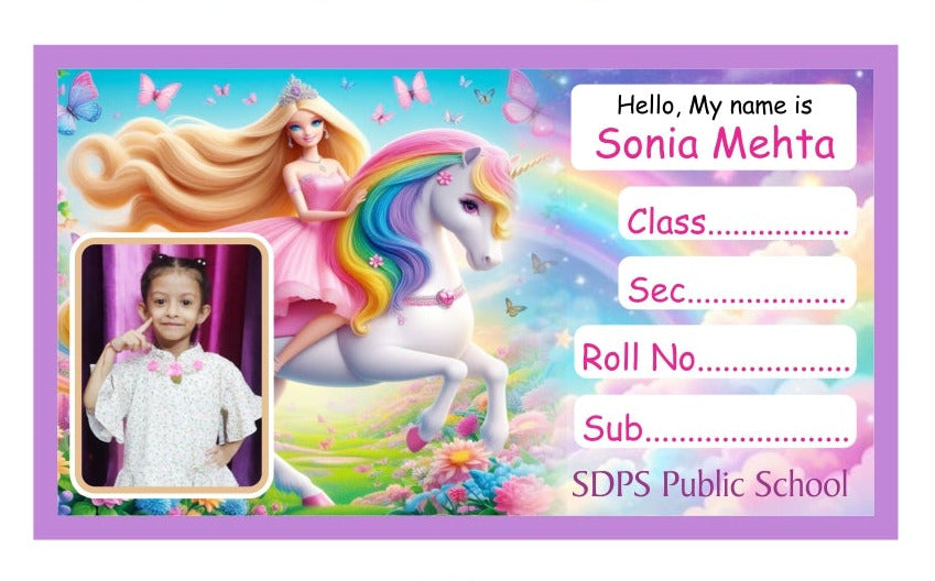Photo Name Slip Unicorn Princess Theme