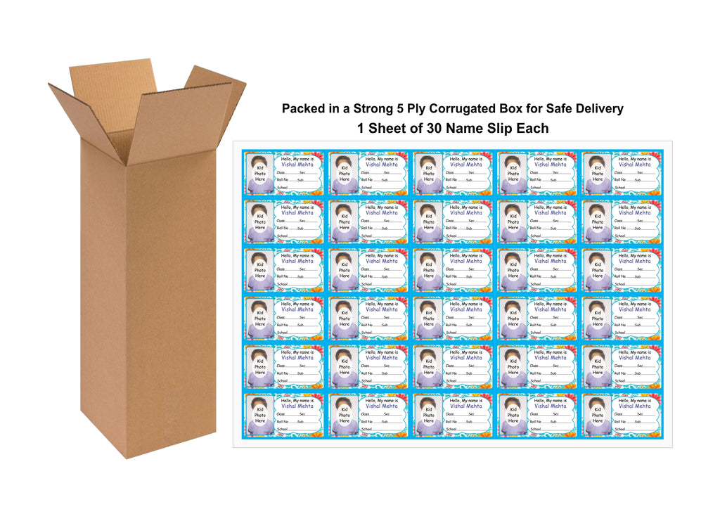 Photo Name Slip Blue Floral Theme