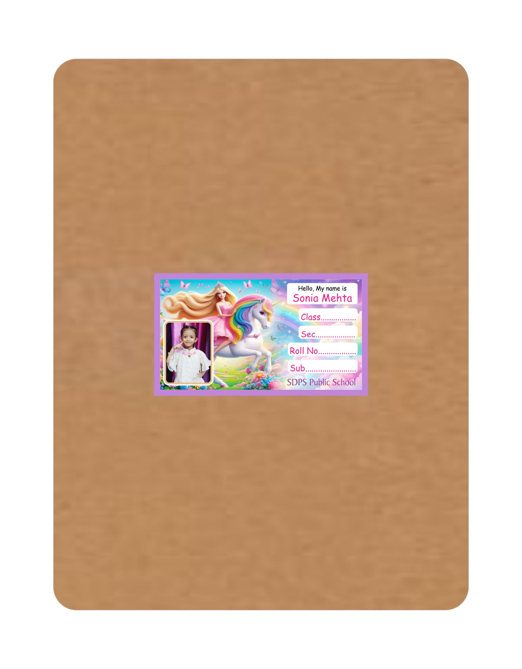 Photo Name Slip Unicorn Princess Theme