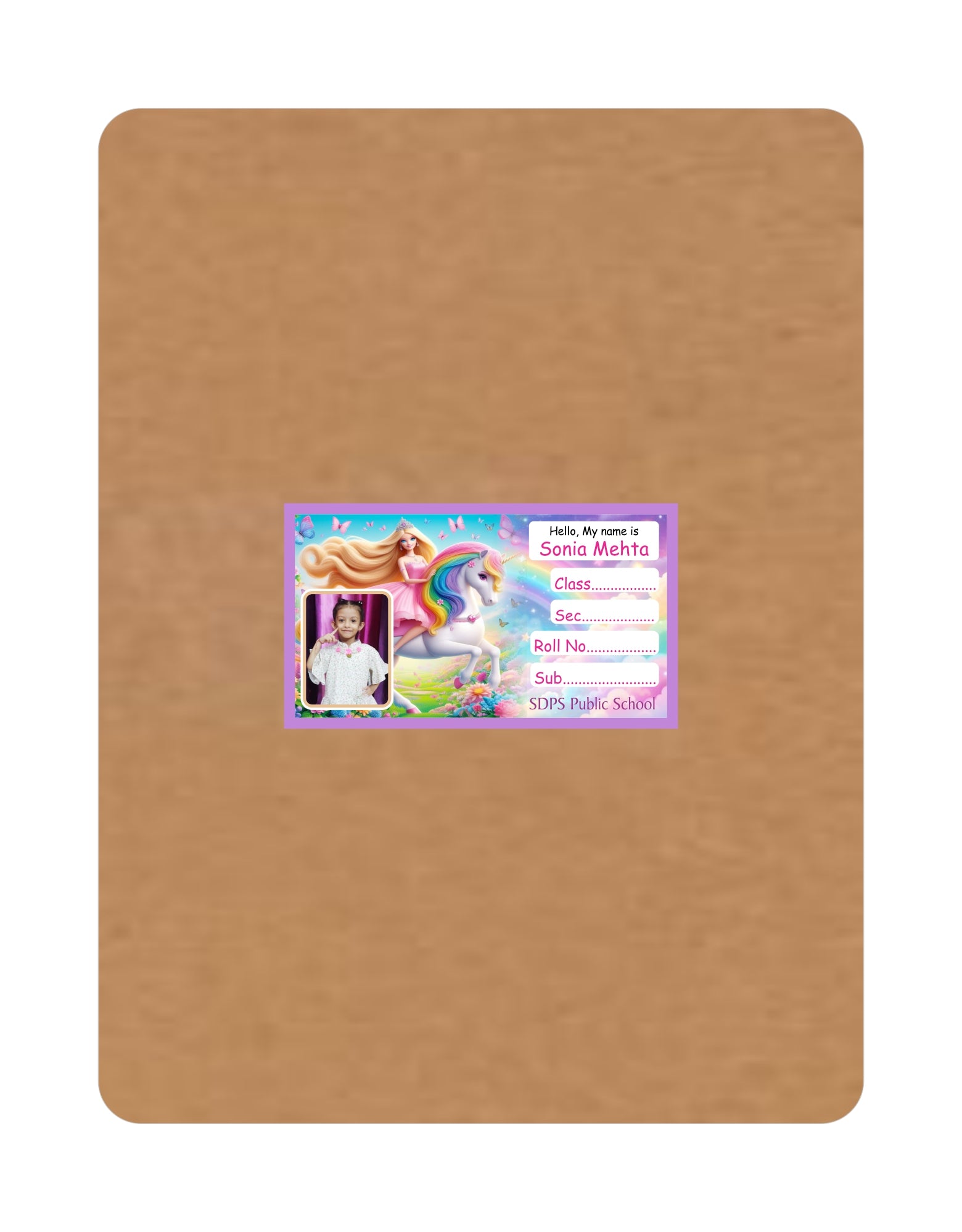 Photo Name Slip Unicorn Princess Theme